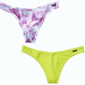 Victoria’s Secret PINK Cotton Ribbed Thong Bundle (2 Pack) — NWT